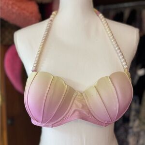 Elegant Pearl-Strap Gradient Bikini Top